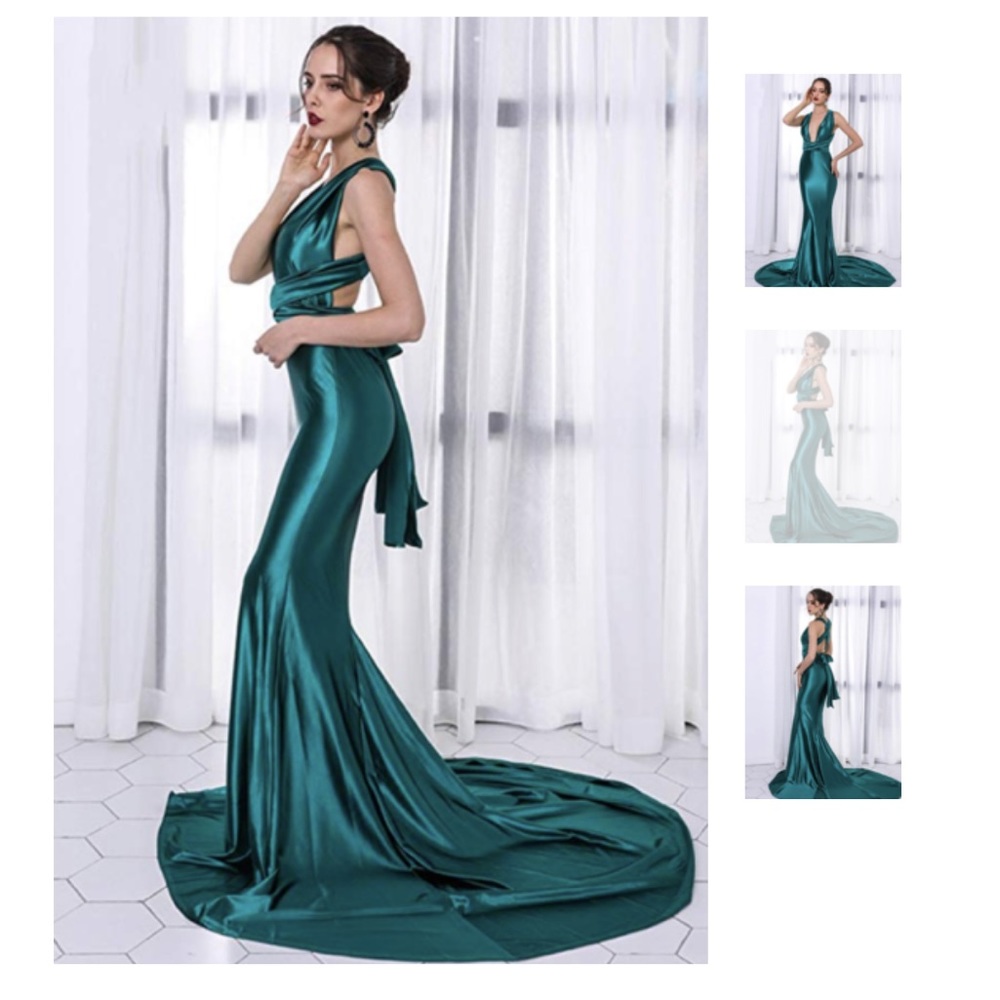 Lilac Shade Emerald Green Multi-Way MaxiMermaid Prom Formal Gown Dress | S | NIP - Picture 4 of 4
